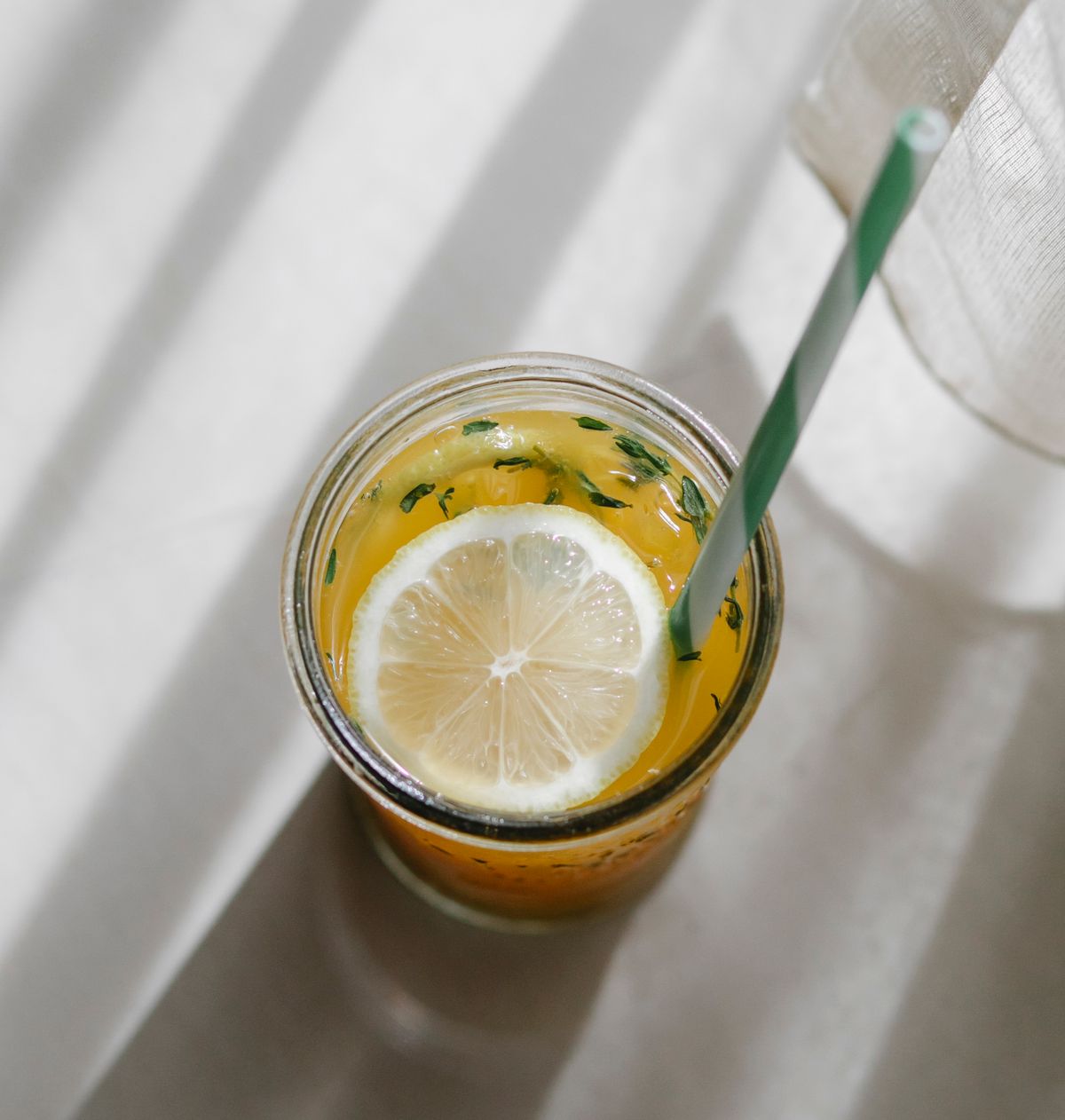 Homemade lemonade with lemon